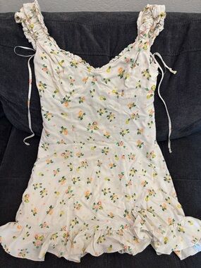 Free People Cream Floral Backless Sundress with Pink & Yellow Accents
